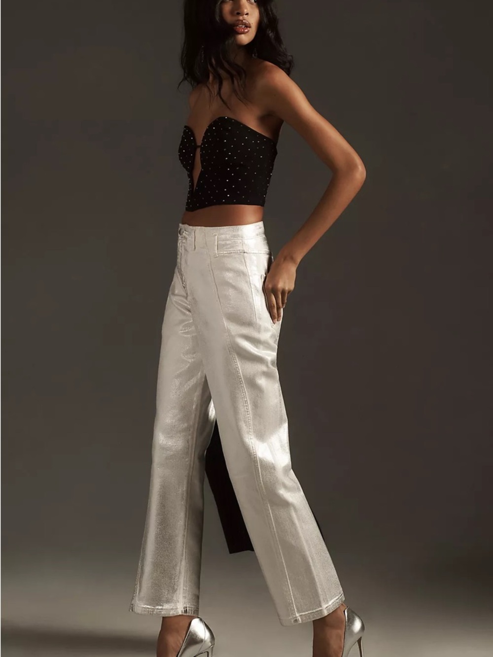 Pilcro The Foiled Curved Mid-Rise Taper Jeans